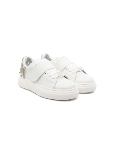 Monnalisa Kids' Crystal-fringes Sneakers In White