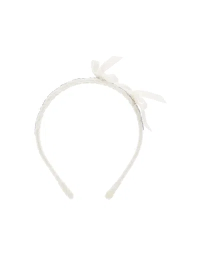 Monnalisa Babies'   Crystal Headband With Knot In Neutral