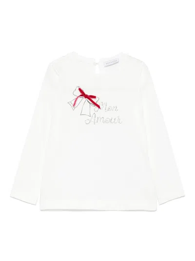 Monnalisa Kids' Crystal-logo T-shirt In White