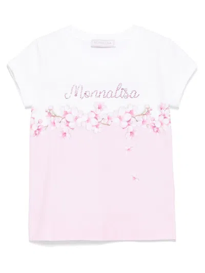 Monnalisa Kids' Crystal-logo T-shirt In White