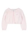 Monnalisa Crystal-logo Wool Cardigan In Rosa