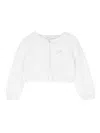 Monnalisa Crystal-logo Wool Cardigan In White