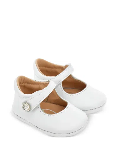 Monnalisa Babies' Crystal-embellished Crib Shoes In White