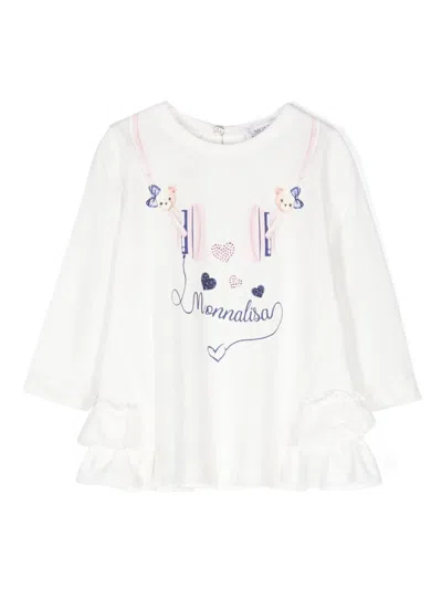 Monnalisa Babies' Cuffie Headphones-print Cotton T-shirt In White