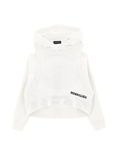 Monnalisa Kids'   Cut-off Sweatshirt In Cream