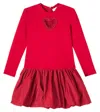 Monnalisa Balloon Dress With Heart Detail In Red