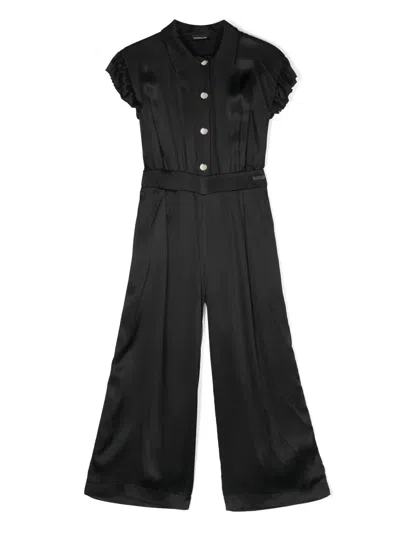 Monnalisa Kids' Cut-out Satin Jumpsuit In Black