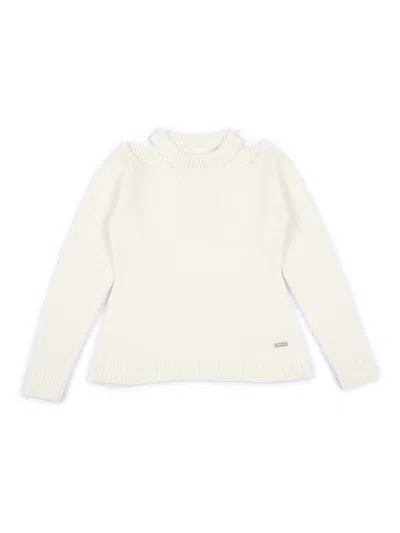 Monnalisa Kids' Cutout Sweater In White