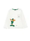 Monnalisa Daffy Duck Cotton T-shirt In Cream
