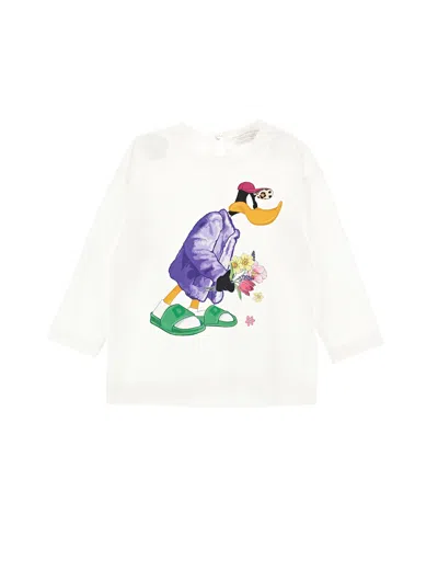 Monnalisa Kids'   Daffy Duck Long-sleeved T-shirt In Cream