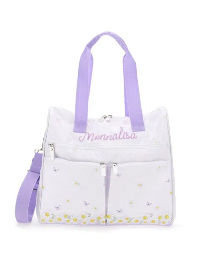 Monnalisa Kids'   Daisies Cloth Nursery Bag In White