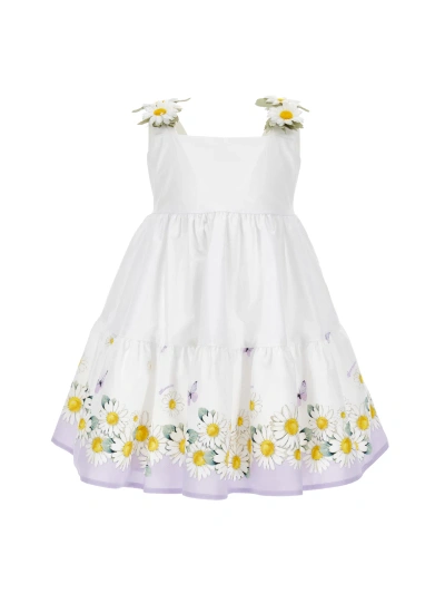 Monnalisa Kids'   Daisy Canvas Dress In White