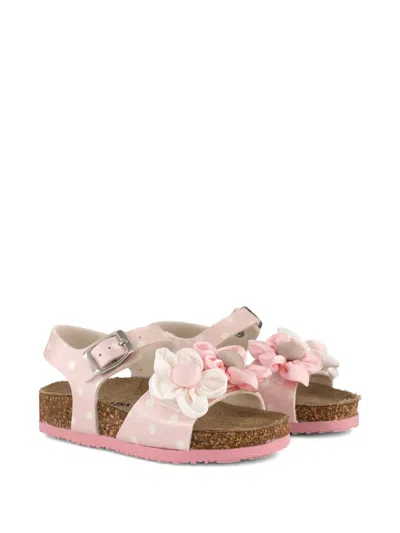 Monnalisa Kids' Daisy Flower Polka-dot Sandals In Multi