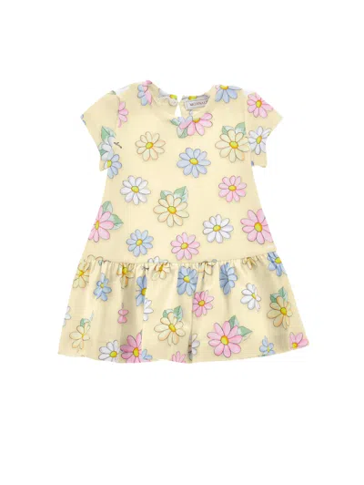 Monnalisa Babies' Daisy-kleid Mit Niedriger Taille In Yellow