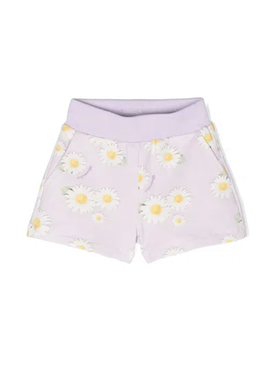 Monnalisa Babies' Daisy-print Stretch-cotton Shorts In Purple