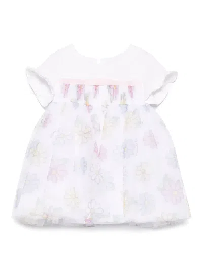 Monnalisa Babies' Daisy-print Tulle Dress In White