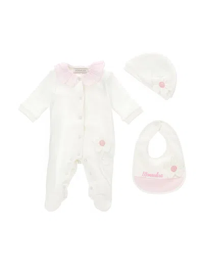 Monnalisa Kids'   Daisy Three-piece Set In Cream + Pink
