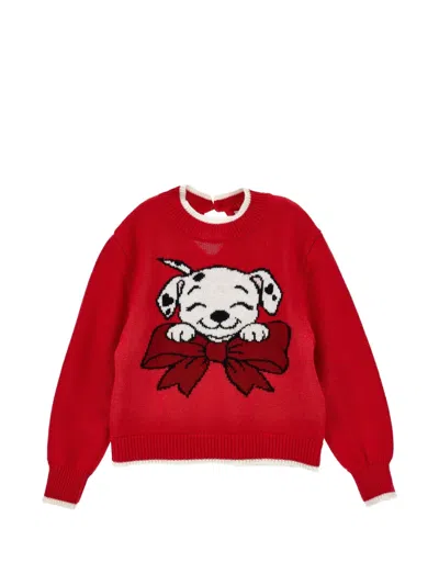 Monnalisa Babies' Dalmatian-intarsia Sweater In Red