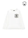 Monnalisa Dapper Print Organic Cotton T-shirt In Cream