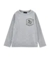 Monnalisa Dapper Print Organic Cotton T-shirt In Grey