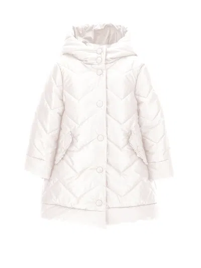 Monnalisa Kids'   Quilted Technical Fabric Down Jacket In Cream