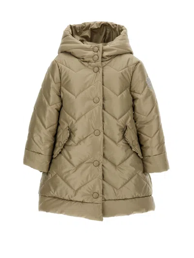 Monnalisa Kids'   Quilted Technical Fabric Down Jacket In Dove Grey