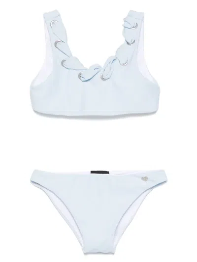 Monnalisa Kids' Decorative-stitching Bikini In Blue