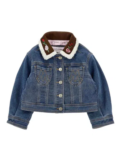 Monnalisa Kids' Embroidered-patch Denim Jacket In Blue