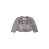Monnalisa Denim Jacket For Baby Girl With Roses In Denim
