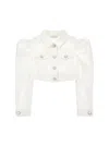 Monnalisa Denim Jacket With Jewel Buttons In Cream