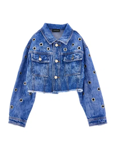 Monnalisa Kids' Jeansjacke Mit Segeln In Blue