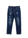 Monnalisa Vintage-effect Denim Jeans In Blu Stone Denim