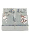 Monnalisa Minirock Aus Denim Mit Bambi-stickerei In Blue
