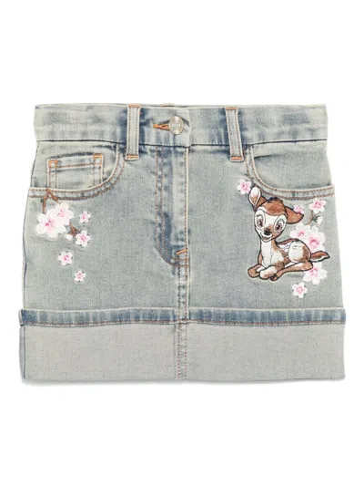 Monnalisa Kids' Denim Mini Skirt In Blue