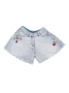 Monnalisa Denim Shorts With Rhinestones In Gray