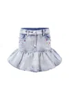 Monnalisa X Disney Stitch Denim Miniskirt In Blue