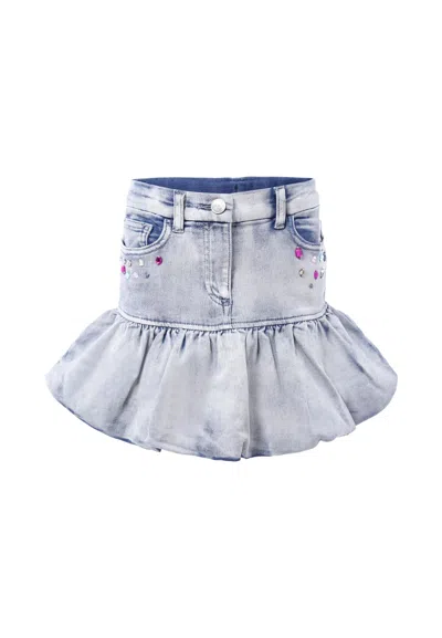 MONNALISA DENIM SKIRT FOR GIRL WITH STITCH