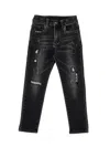 Monnalisa Denim Trousers With Worn Effect In Black