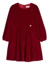 Monnalisa Detachable-collar Velvet Dress In Red