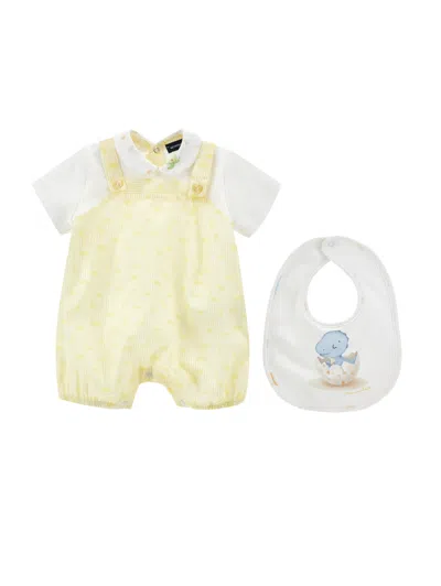 Monnalisa Kids'   Dino Romper Bib Set In Blue
