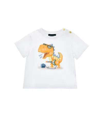 Monnalisa Kids'   Dinosaur Musician T-shirt In White
