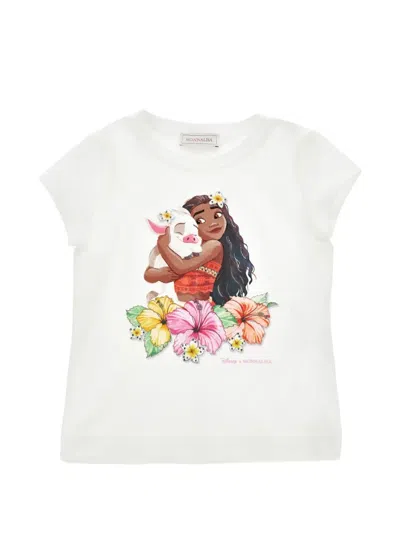 Monnalisa Kids' Disney Moana-print T-shirt In White