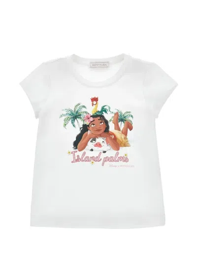 Monnalisa Kids' Disney Moana-print T-shirt In White