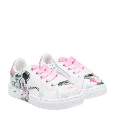 Monnalisa Kids' Disney-print Leather Sneakers In White