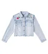 Monnalisa Distressed Patch-appliqué Denim Jacket In Blue