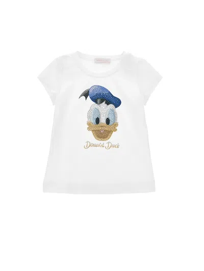 Monnalisa Kids'   Donald Duck Rhinestone T-shirt In White