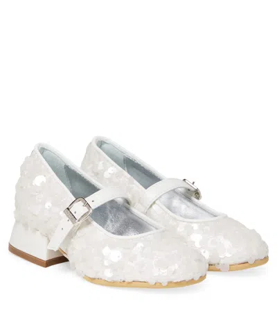 Monnalisa Kids' Dorothy Embellished Mary Jane Flats In White