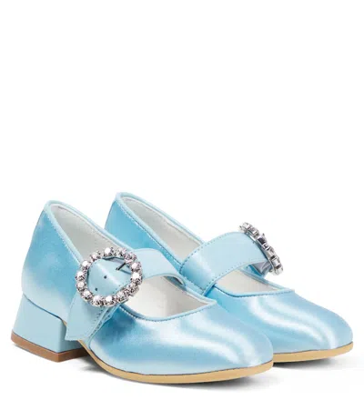 Monnalisa Kids' Dorothy Satin Ballet Flats In Blue