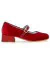 Monnalisa Dorothy Velvet Shoes In Ruby Red
