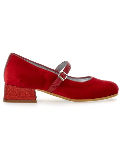 Monnalisa Kids'   Dorothy Velvet Shoes In Ruby Red